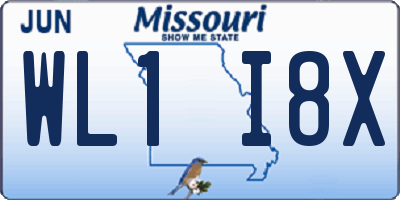 MO license plate WL1I8X
