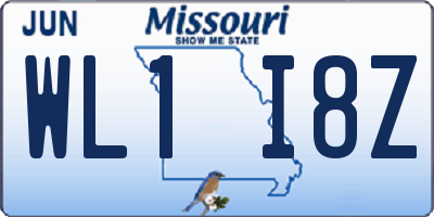 MO license plate WL1I8Z