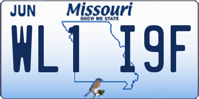 MO license plate WL1I9F