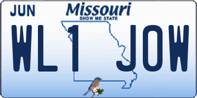 MO license plate WL1J0W