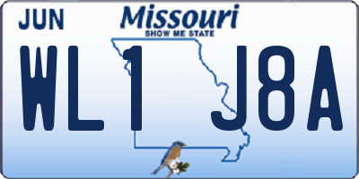 MO license plate WL1J8A