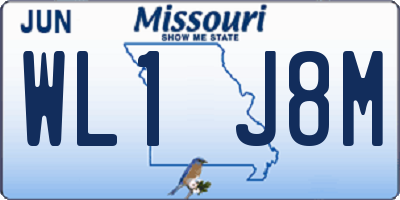 MO license plate WL1J8M