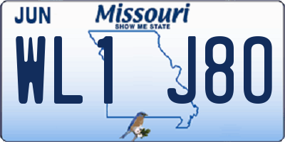 MO license plate WL1J8O