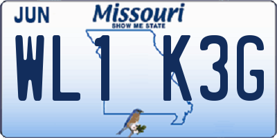 MO license plate WL1K3G