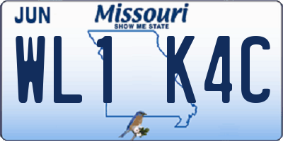 MO license plate WL1K4C