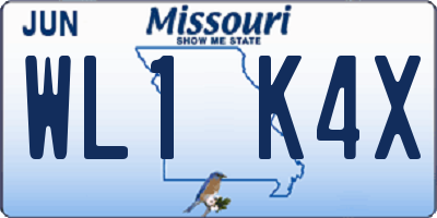 MO license plate WL1K4X