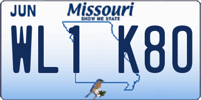 MO license plate WL1K8O