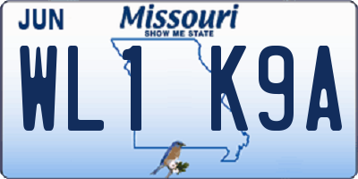 MO license plate WL1K9A