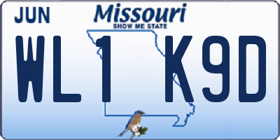 MO license plate WL1K9D