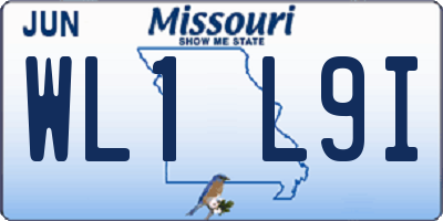 MO license plate WL1L9I
