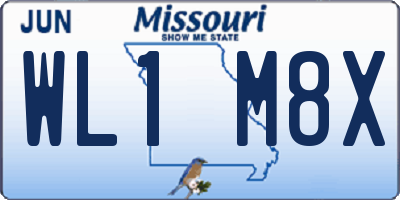 MO license plate WL1M8X