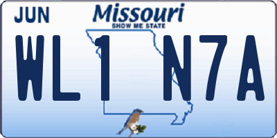 MO license plate WL1N7A