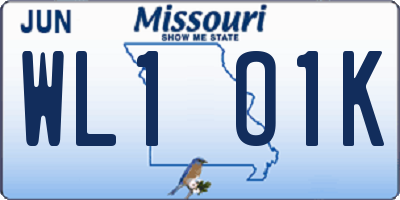 MO license plate WL1O1K