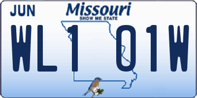 MO license plate WL1O1W