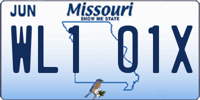 MO license plate WL1O1X
