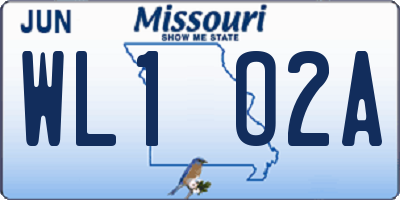 MO license plate WL1O2A
