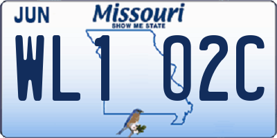MO license plate WL1O2C