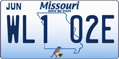 MO license plate WL1O2E