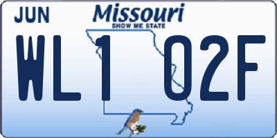 MO license plate WL1O2F