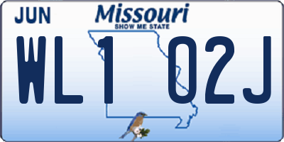 MO license plate WL1O2J
