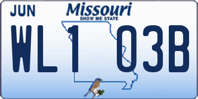 MO license plate WL1O3B