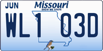 MO license plate WL1O3D