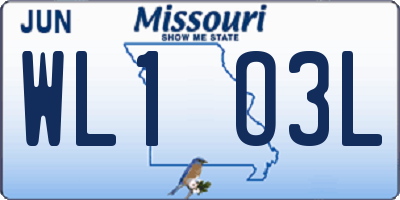 MO license plate WL1O3L
