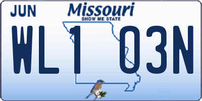 MO license plate WL1O3N