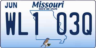 MO license plate WL1O3Q