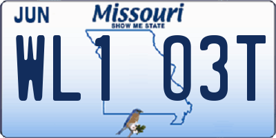 MO license plate WL1O3T