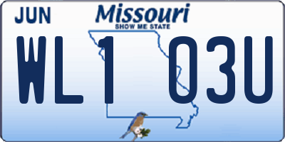 MO license plate WL1O3U