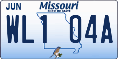 MO license plate WL1O4A