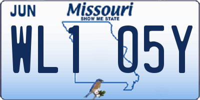 MO license plate WL1O5Y