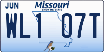 MO license plate WL1O7T