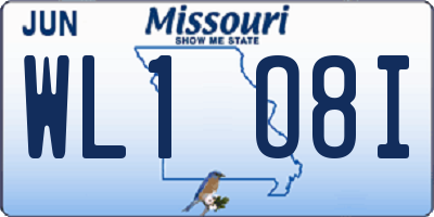MO license plate WL1O8I