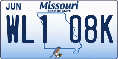 MO license plate WL1O8K