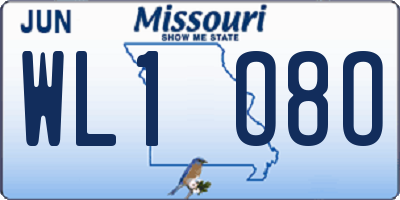 MO license plate WL1O8O