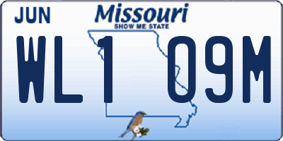 MO license plate WL1O9M