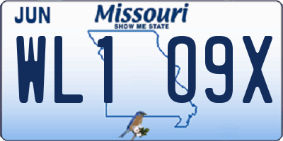 MO license plate WL1O9X