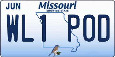 MO license plate WL1P0D