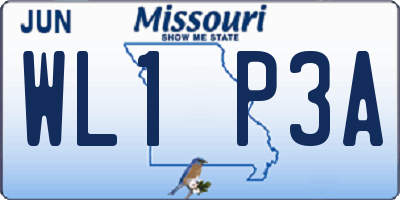MO license plate WL1P3A