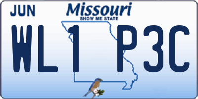 MO license plate WL1P3C