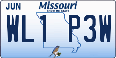 MO license plate WL1P3W