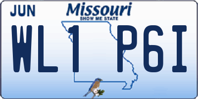 MO license plate WL1P6I