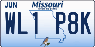 MO license plate WL1P8K