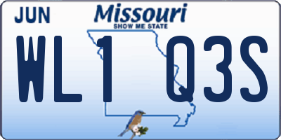 MO license plate WL1Q3S