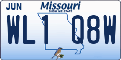 MO license plate WL1Q8W