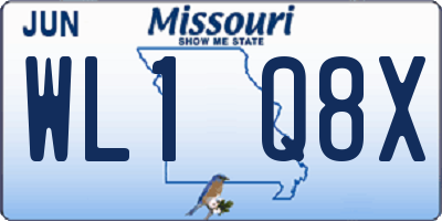 MO license plate WL1Q8X