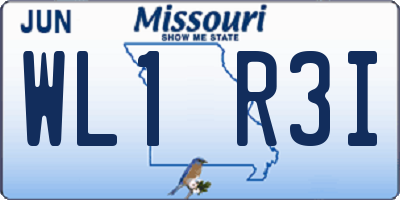 MO license plate WL1R3I