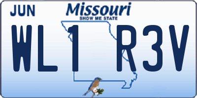 MO license plate WL1R3V